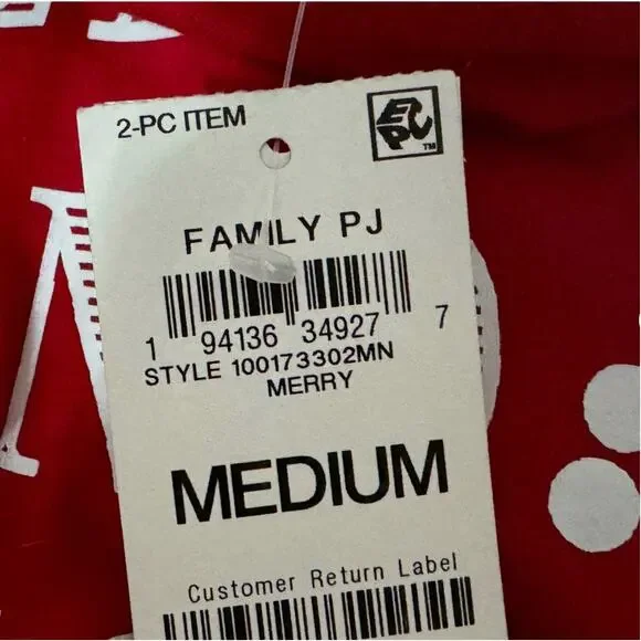 Macys Pajama Set Mens Medium Red MERRY AND BRIGHT Holiday Festive Lounge Comfy - Picture 7 of 9